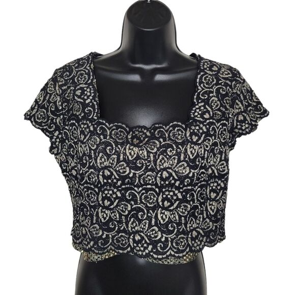 Joseph Ribkoff vintage 90s lace midriff crop top size 12 - Picture 1 of 7